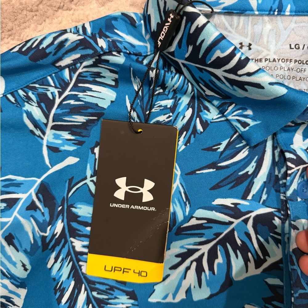 Brand new under armour playoff polo floral blue size large - Picture 3 of 6